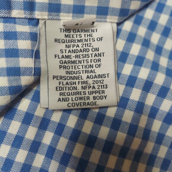 Rasco FR Mens Flame Resistant Long Sleeve Shirt Blue Checkered Button-Up Size XL - Picture 4 of 6